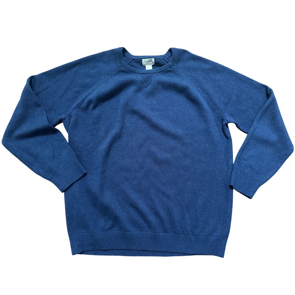 L.L. Bean Men's Wicked Soft Cotton/Cashmere Sweater, Navy Crewneck Size XXL Tall